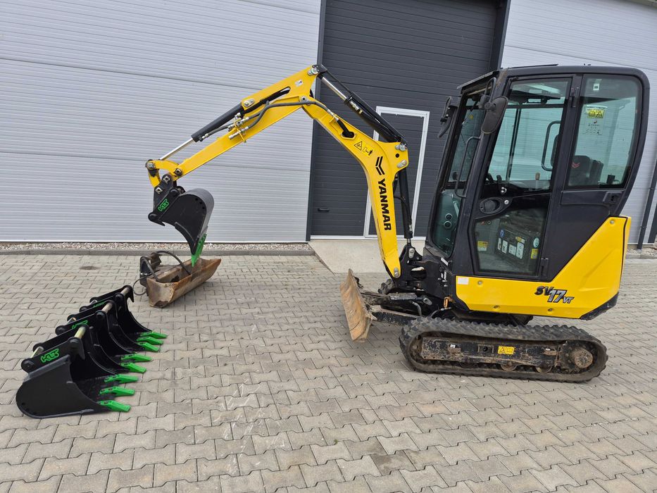Wynajem - Minikoparka Yanmar SV17VT z wiertnicą hydrauliczną, kompletem łyżek i przyczepą – wypożyczalnia sprzętu - wypożyczalnia samochodów.