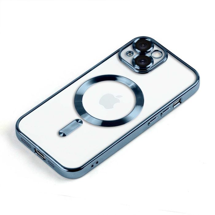 Plecki Silikonowe Etui Iphone 13/14/15Plus Pro Max Magsafe J Niebieski