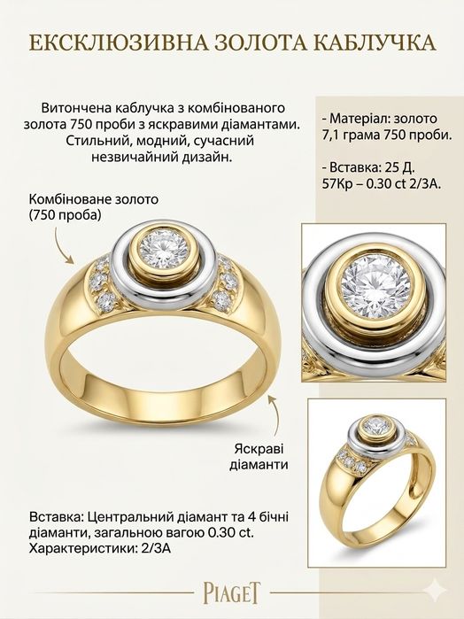 Золота каблучка з діамантами