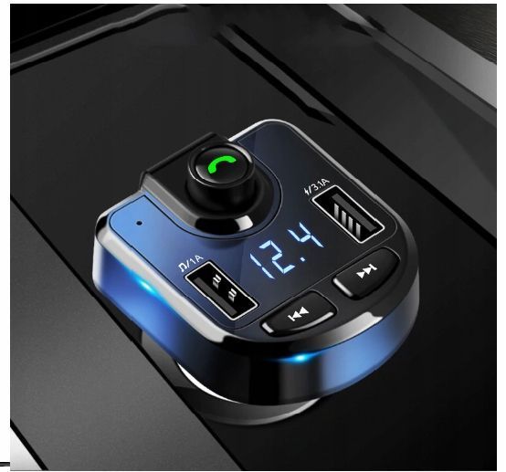 Transmiter samochodowy FM bluetooth dual rozmowy zestaw głośnomówiący