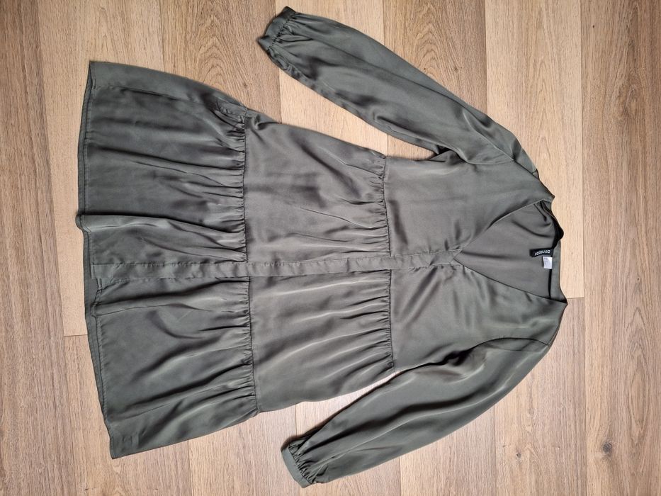 Sukienka hm 36 s khaki zielona satyna