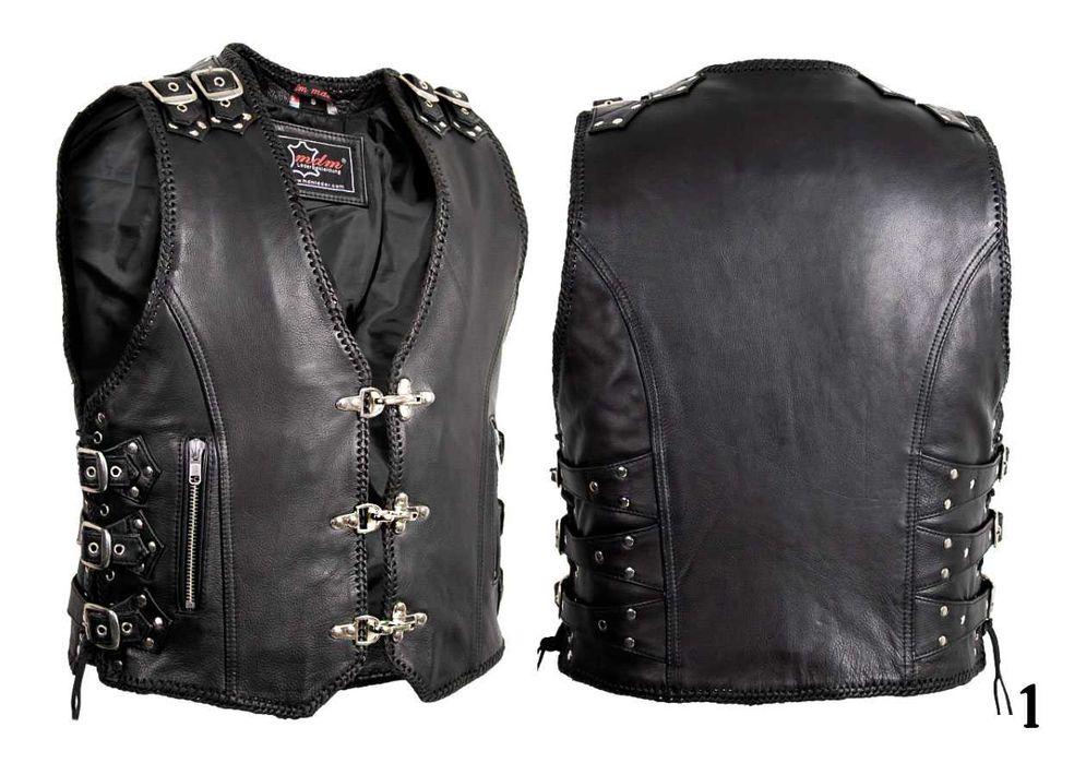 Байкерський шкіряний жилет, теляча шкіра.