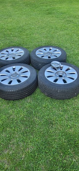 Oryginalne Alufelgi VW 16" 5x112 + Opony Letnie Bridgestone Turanza T005