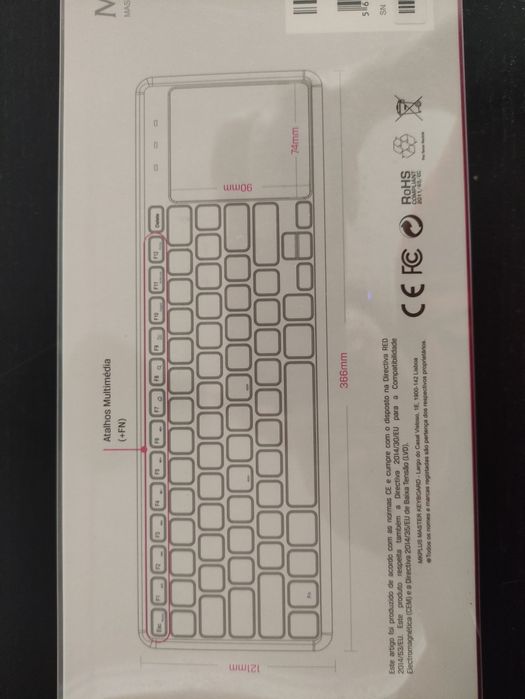 Teclado sem fios e touchpad da marca MKPlus, modelo MC910 - NOVO