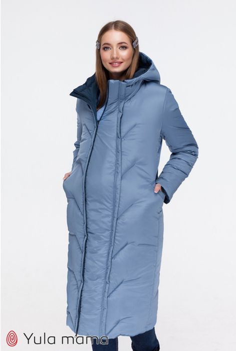 Зимове пальто-пуховик для вагітних сине/блакитне