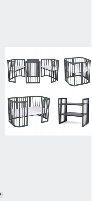 Łóżeczko Tweeto 7w1, biale, z materacem