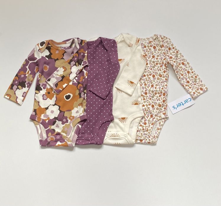 боді від Carters з коротким рукавом та довгим 3м 6м 18м 24м