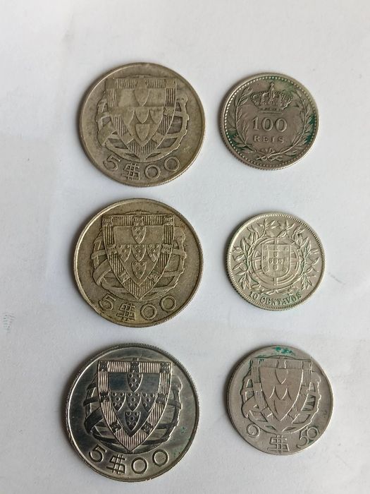6 moedas de prata diversas