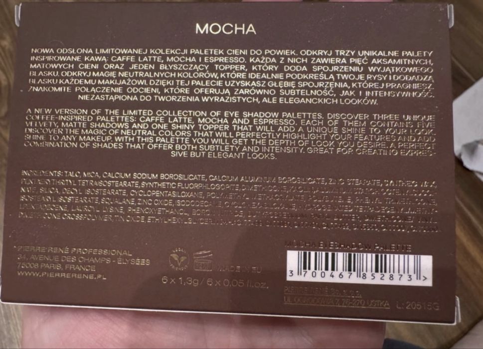 Paleta 6 cieni Mocha limitowana Pierre Rene piękne brązy - klasyka