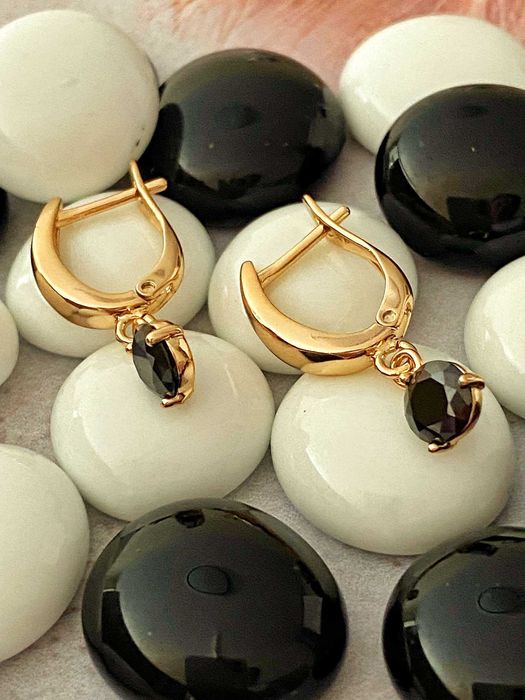 Позолоченные Серьги "Цветные Кристаллы" (Разные Модели). Позолота