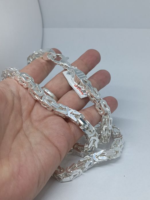 Srebrny łańcuszek splot królewski próba 925 długość 60 cm