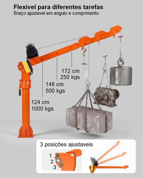 Guindaste elétrico guindaste de 1000 kg  lança telescópica giratória de 360º guindaste dobrável