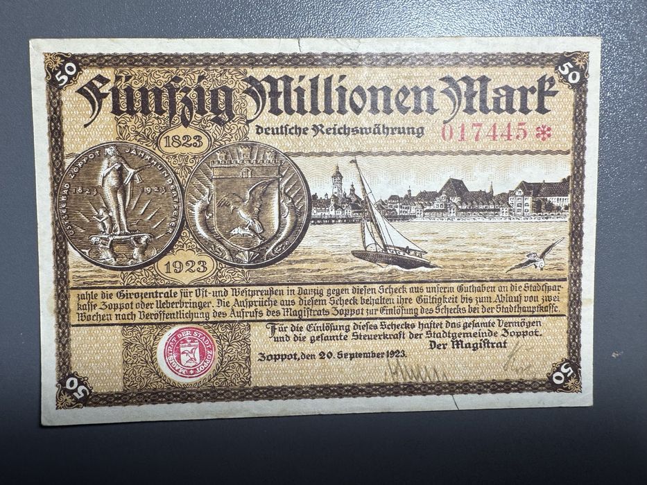 50 milionòw marek 1923 Sopot