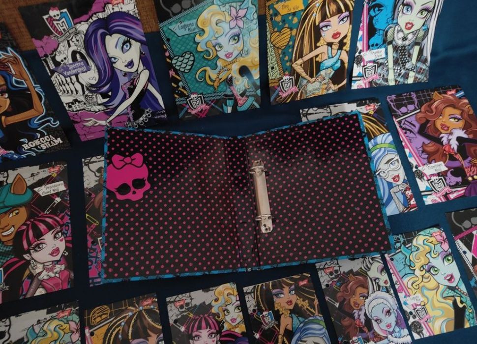 NOWE karteczki kolekcjonerskie z Monster High i segregator UNIKAT.