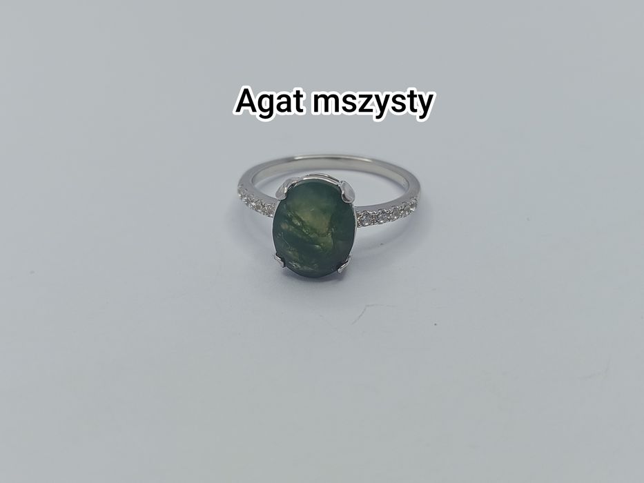 Piękny nowy pierścionek srebro 925 + Agat mszysty