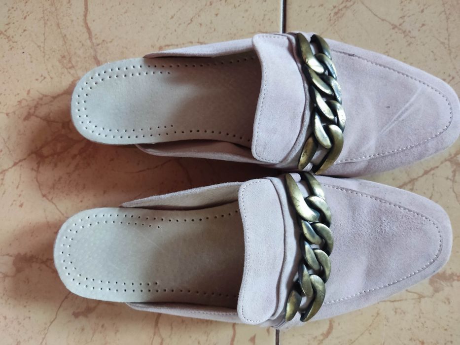 Klapki damskie skóra naturalna 37