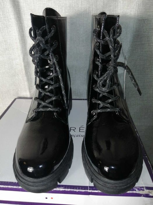 ANDRE Francaise Nowe Botki Vegan Damskie 41 Lakierowane Oryginalne