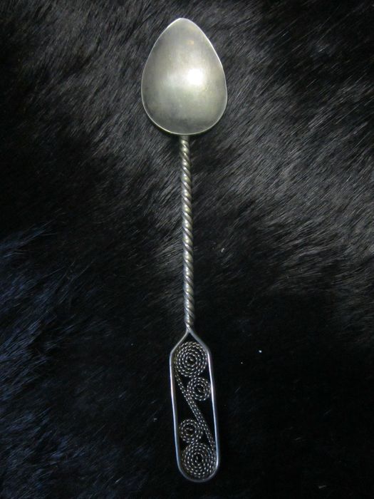 Чайные ложки Латунь Посеребренные Скань. 1940-1950 гг.