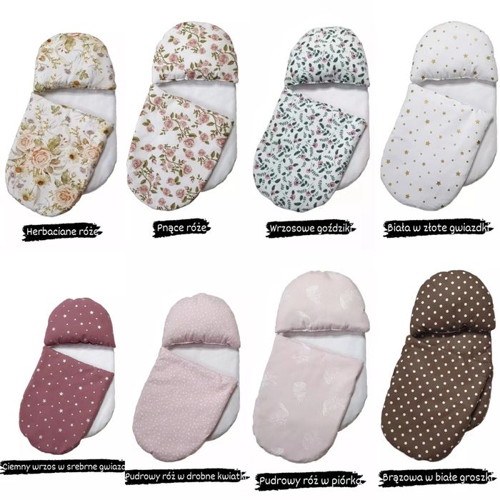 Wozek wiklinowy dla lalek niski pastelowy róż handmade