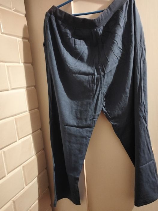 Spodnie damskie len wiskoza długie szerokie klasyczne  duży rozmiar