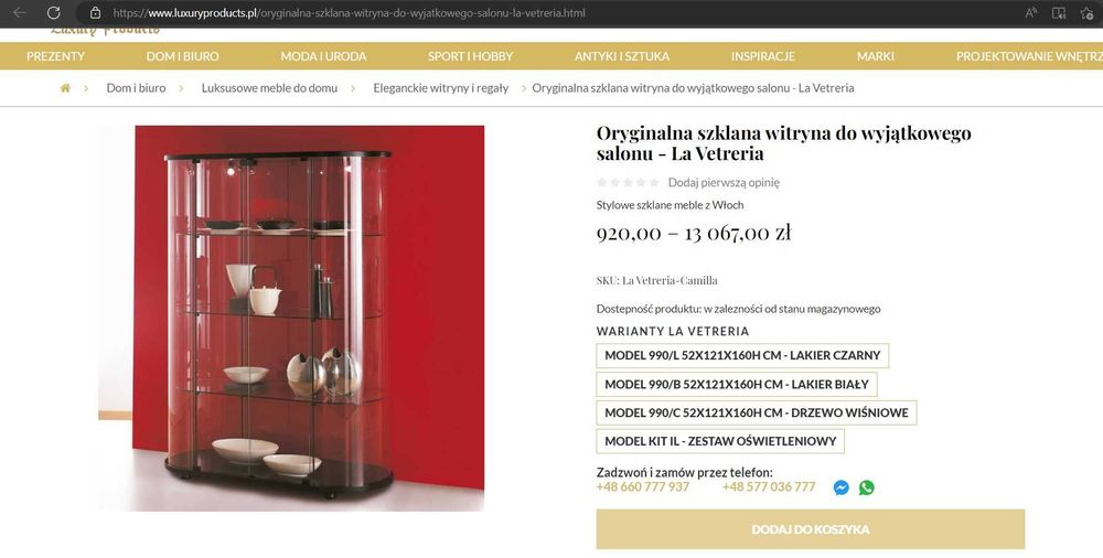 Szklana witryna włoska