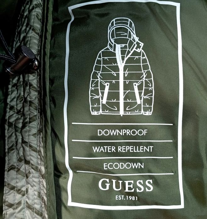 Guess Puchowa Kurtka Zimowa Męska Zielona Ecodown Nowa S