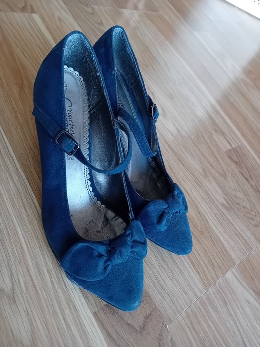Buty na obcasie 5 cm granatowe rozmiar 38