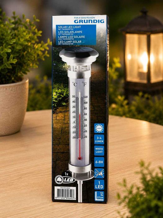 Lampa Solarna Ogrodowa GRUNDIG z Termometrem LED 57 cm