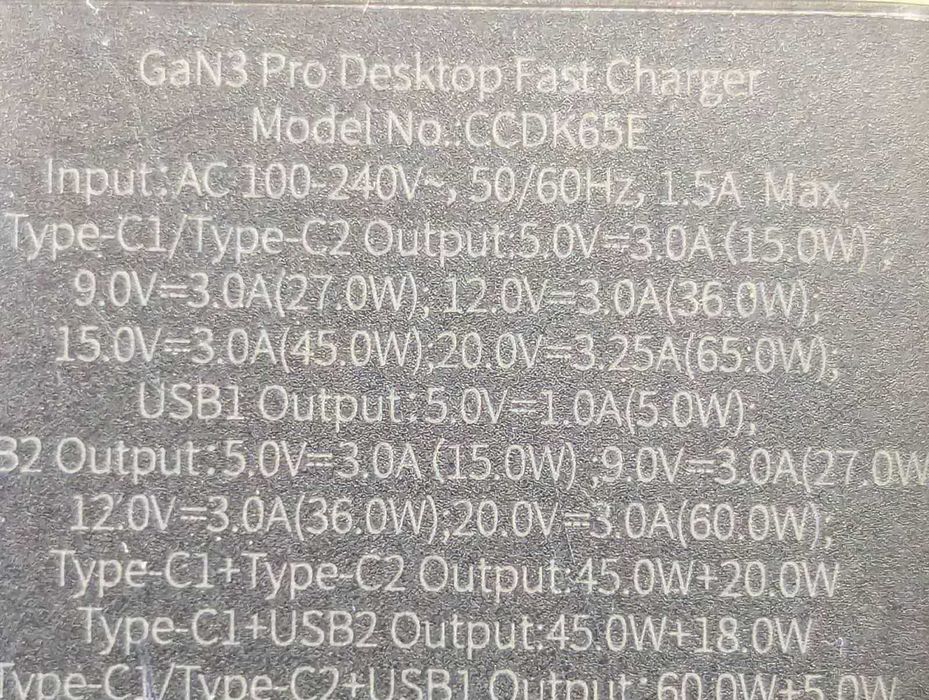 зарядное устройство Baseus GaN3 Pro Desktop Fast Charger 65W