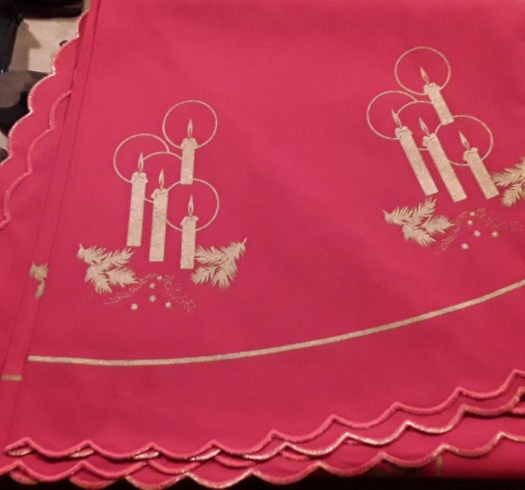 Toalha de mesa redonda com decoração de Natal