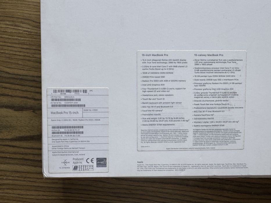MacBook Pro 15” A1990