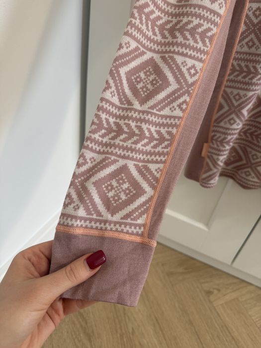 Różowa bluzka termiczna norweski wzór wełna merino Kari Traa XL 42