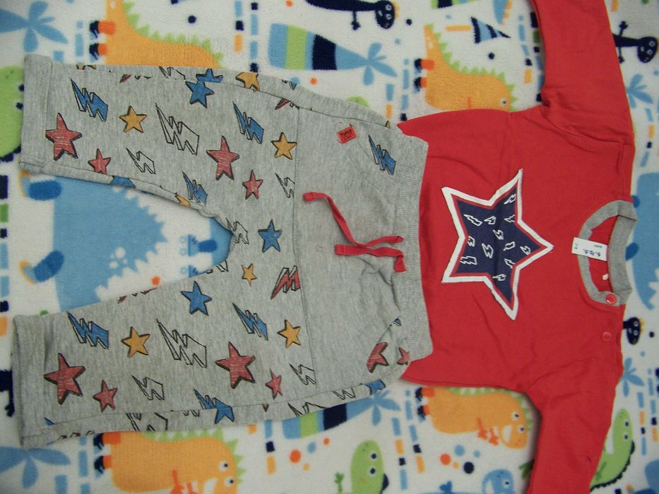 Komplet spodnie sweter dres chłopiec 5-10-15 niemowlę r.74 gwiazda