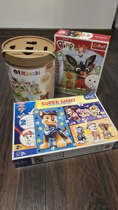 Zabawka drewniana - Klocki. Puzzle+ gra2+