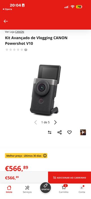 Canon V10, vlogging e fotos e videos profissionais, 1 polegadas sensor