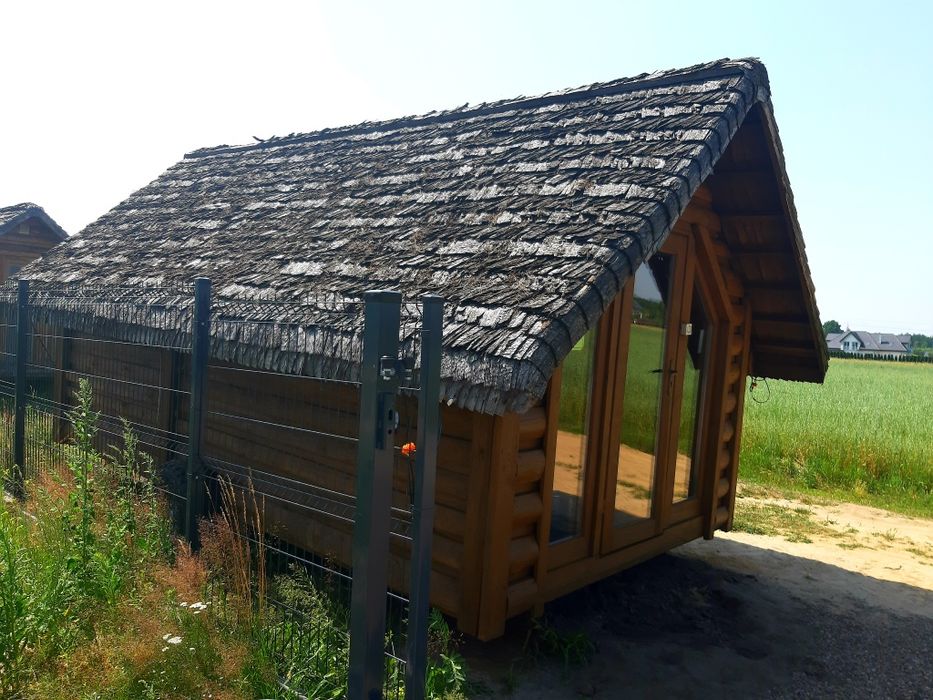 Dom domek z bala letniskowy.  Sauna altanka bania kemping jacuzzi stół