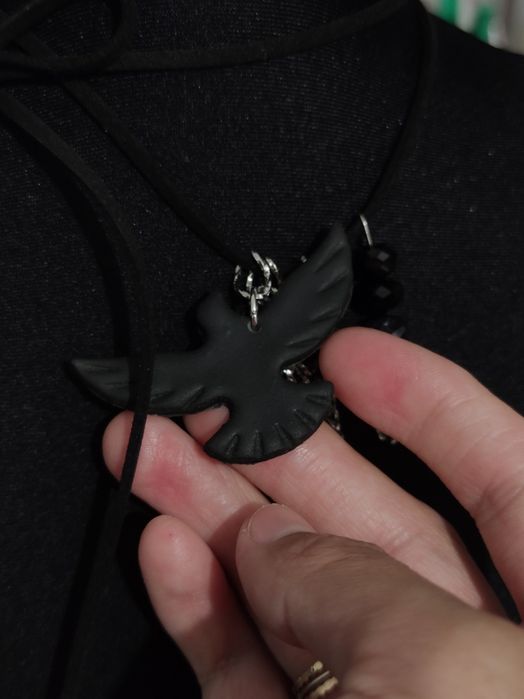 Чокер підвіска пташка жовто-блакитна, прикраси на шию