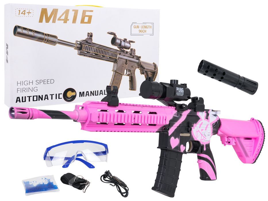 Karabin M416 Różowy Na Kulki Wodne + Akcesoria