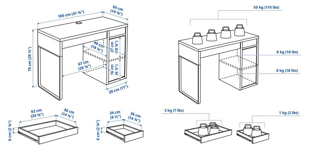 Secretária 105x50cm IKEA Micke
