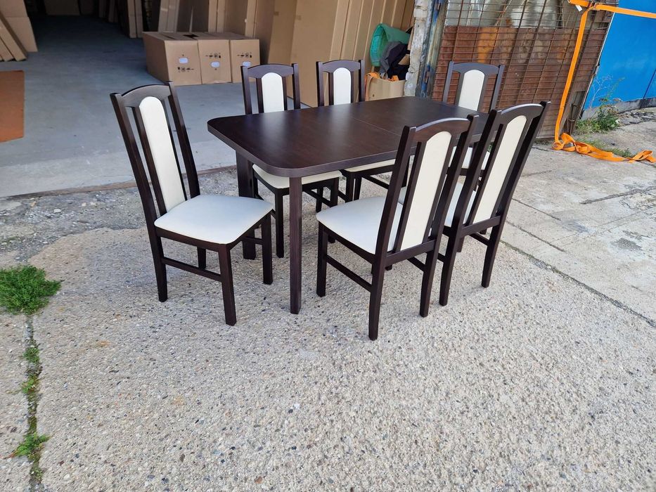 Nowe: STÓŁ 80x140/180 + 6 KRZESEŁ, wenge + crem , dostawa cała PL