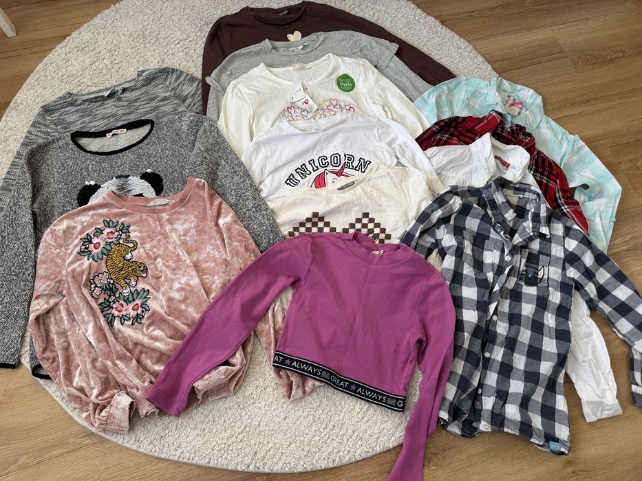 Zestaw bluzek i koszul z długim rękawem dla dziewczynki r.146-152