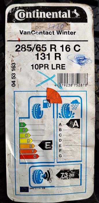2x 285/65R16C Continental VanContactWinter 131R 3 lata gwar.