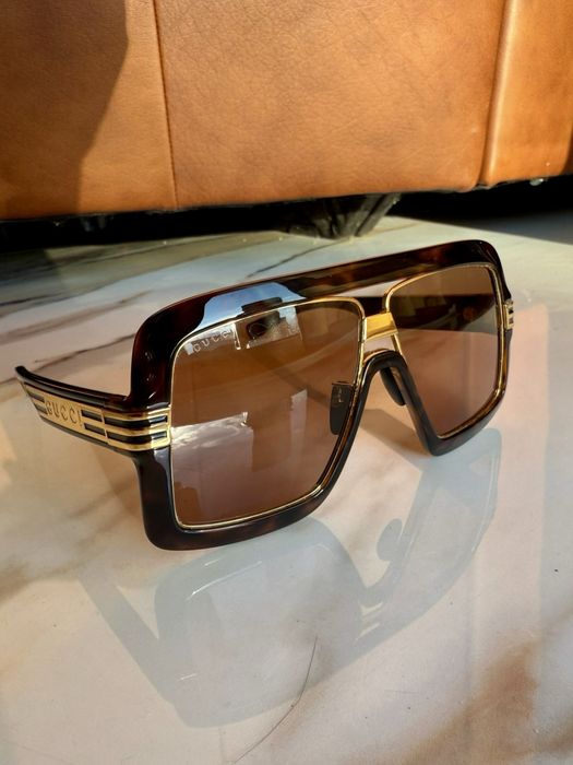 GUCCI okulary przeciwsłoneczne unisex brązowo złote