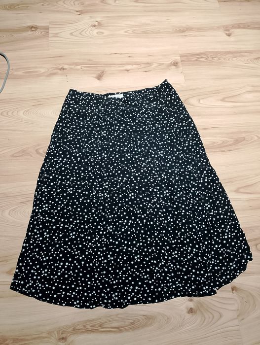 Czarna Spódnica Midi Z Nadrukiem Dmuchawców Z Wiskozy Hobbs London