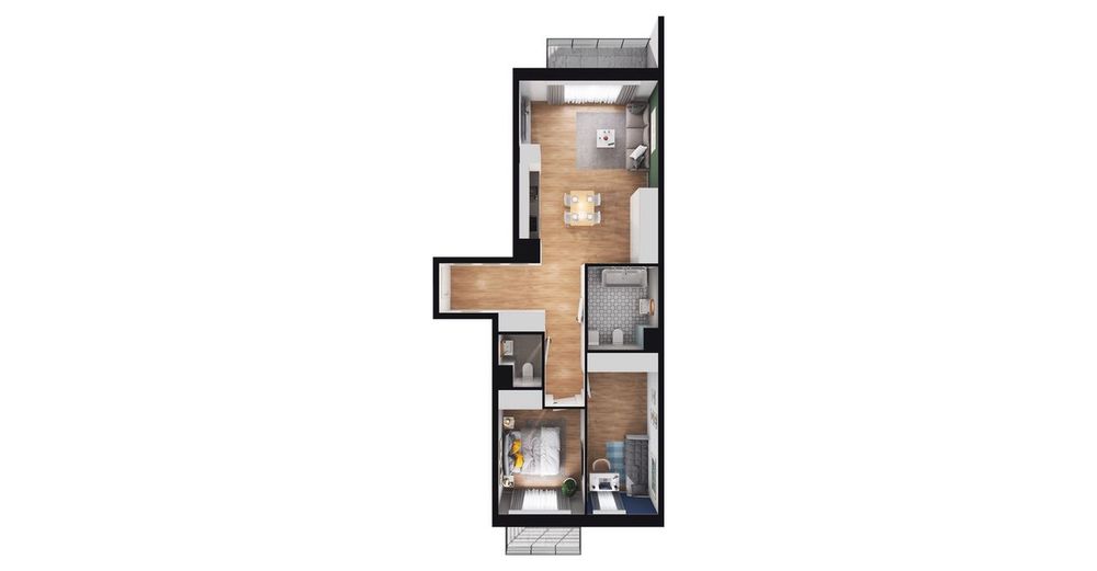 3-pokojowe mieszkanie 64 m² + 2 balkony - Widok 3