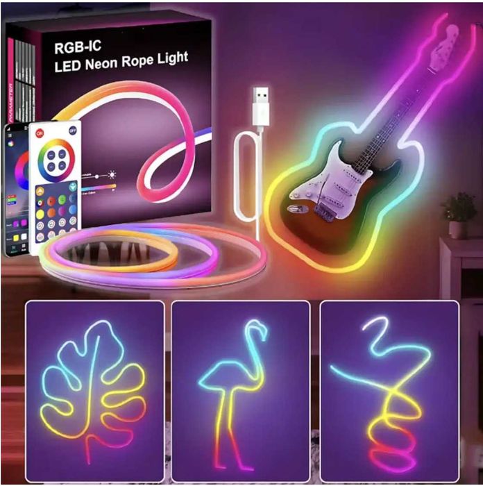 Умная неоновая  лента. светодиодная лента LED на 5м с bluetooth,