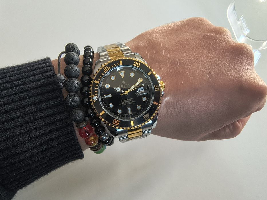 Czarny Rolex męski quartz
