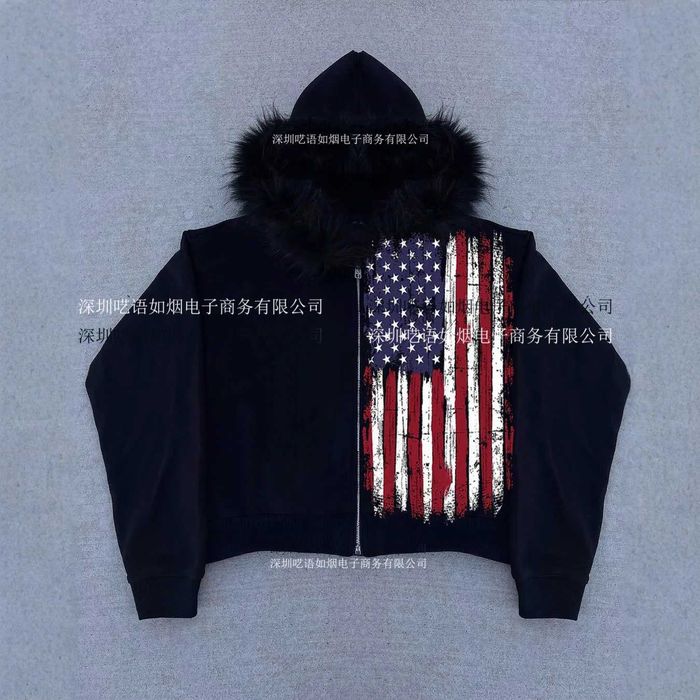 Zip-Hoodie USA archive, opium, distressed, Зипка с меховым