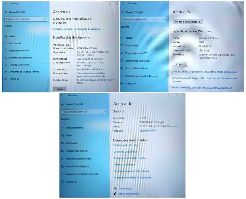 Portátil "INSYS - N1331", com Windows 10 Pro