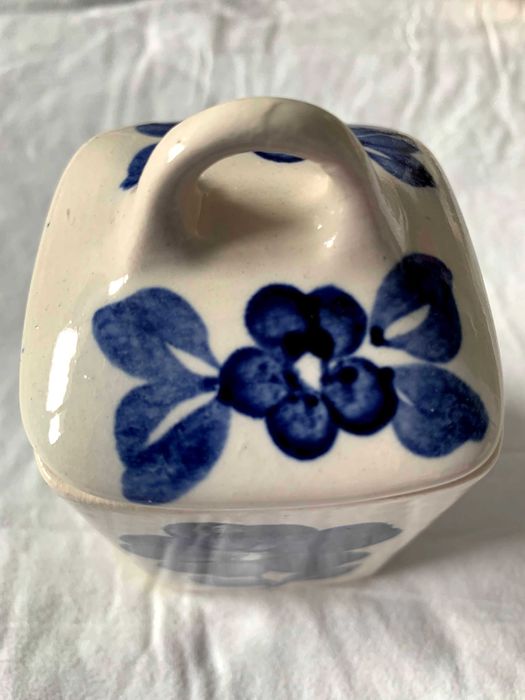 fajans Włocławek ,półmisek i pojemnik/cukiernica PRL malowane